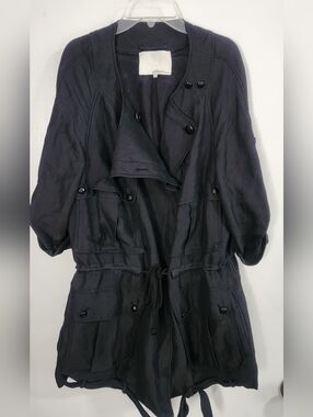Philip Lim Utility Jacket Linen Blend Black Size 10 Pockets